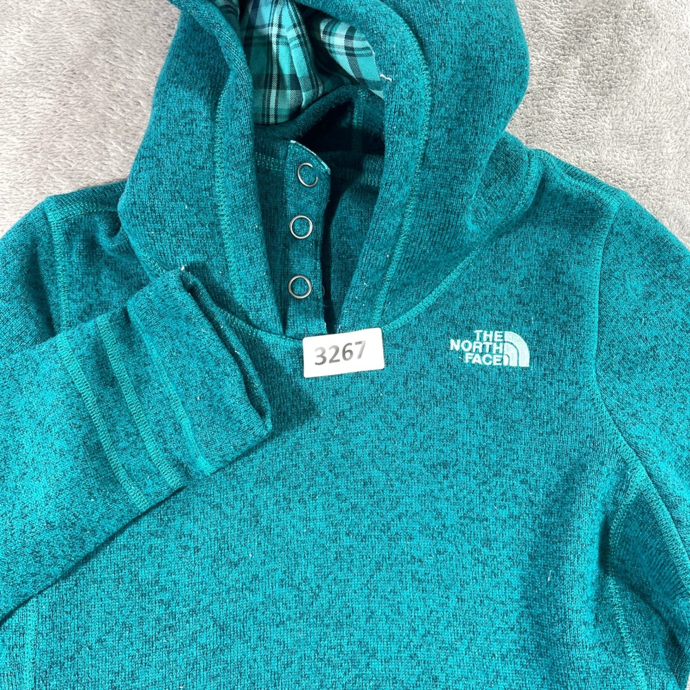 The North Face Crescent Hoodie Womens Medium Teal Heather Sweater Knit Fleece